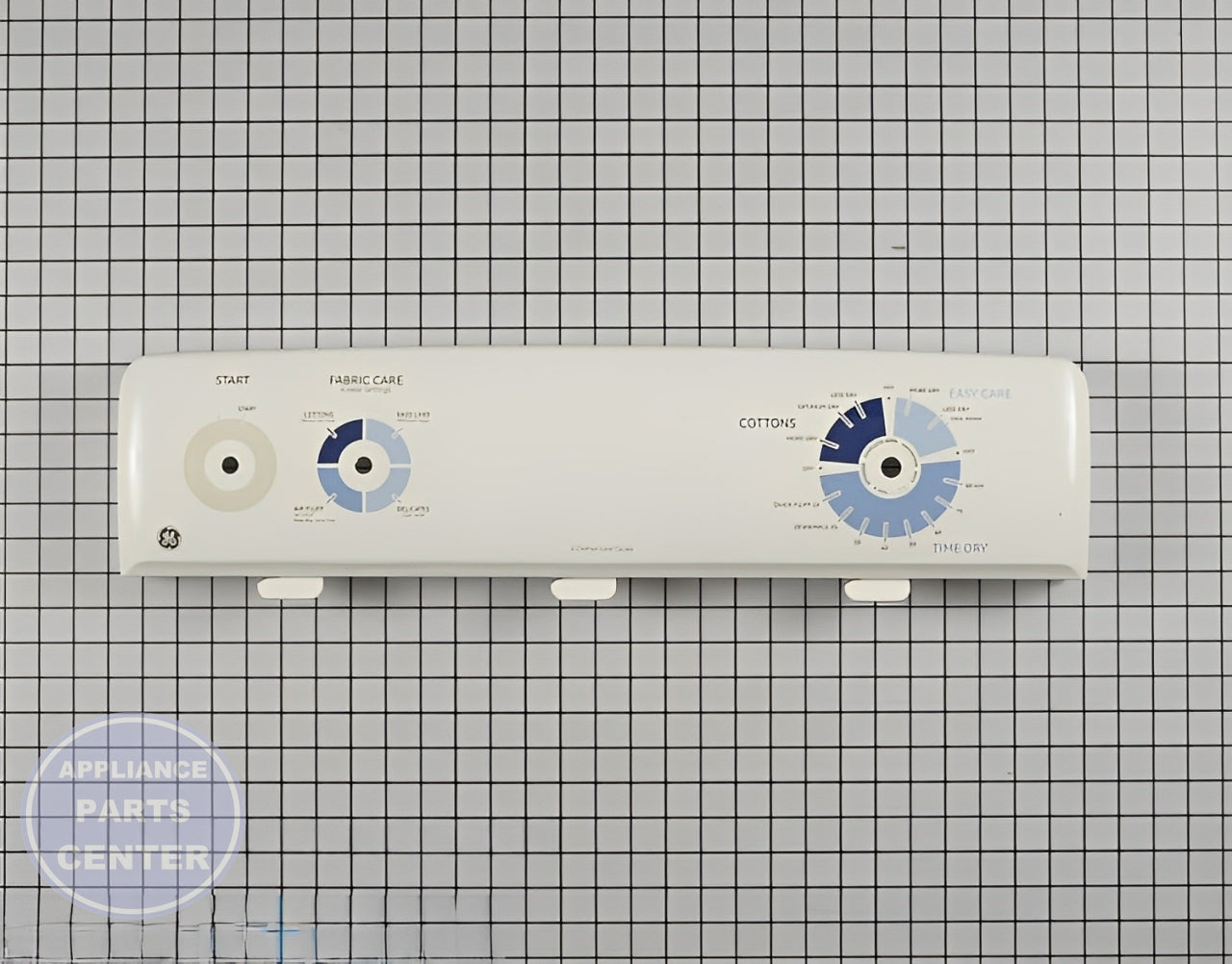 GE WASHER WHITE CONTROL PANEL BACKSPLASH WE19M1678 - Main view showing durable design for GE Model X and Model Y