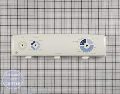 GE WASHER WHITE CONTROL PANEL BACKSPLASH WE19M1678 - Main view showing durable design for GE Model X and Model Y
