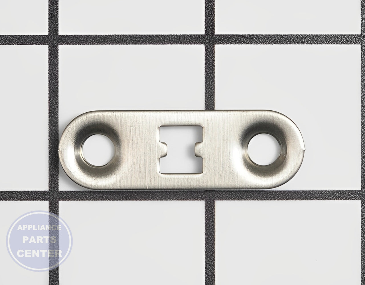 GE STRIKE PLATE WITH STRIKE HOLE WE1M570 - Main view showing secure latching for GEN Dryers