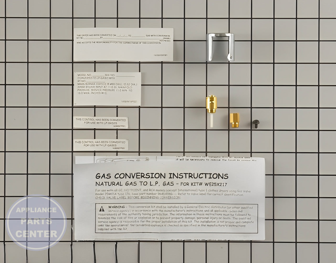 GE LP NATURAL GAS CONVERSION KIT WE25X217 - Main view showing Gas Burner & Control Valve for GEN Dryer