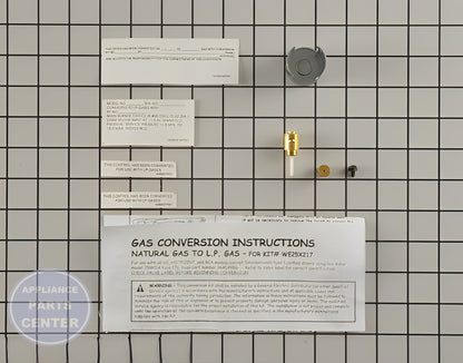 GE LP NATURAL GAS CONVERSION KIT WE25X217 - Side view with Gas Burner & Control Valve specs