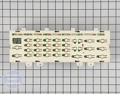 GE Dryer User Control and Display Board WE4M296 - Main view showing circuit board and timer for GE Dryer models