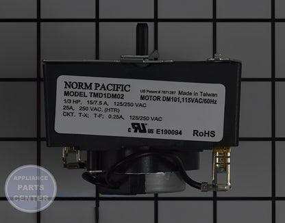 GE DRYER CONTROL TIMER ASSEMBLY WITH PLASTIC SHAFT WE4M359 - Main view showing durable plastic shaft for various GE dryer models