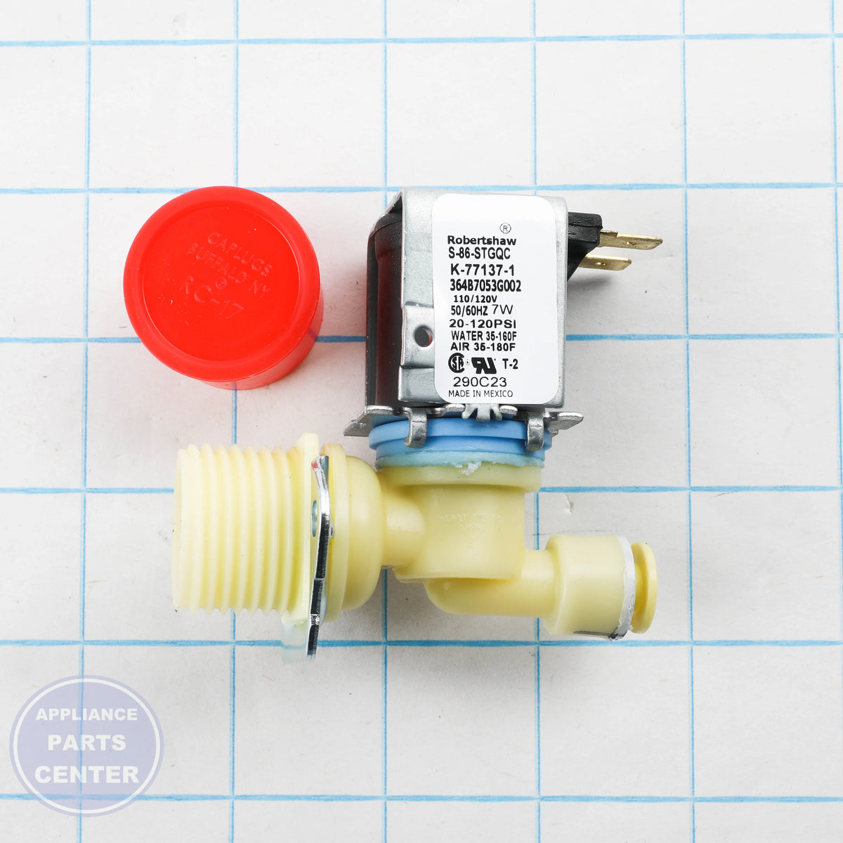 DRYER WATER VALVE WE4M503 - Side view with reliable water flow specs