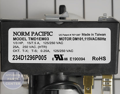 GE WASHER CONTROL TIMER WE4M533 - Side view with precise measurements