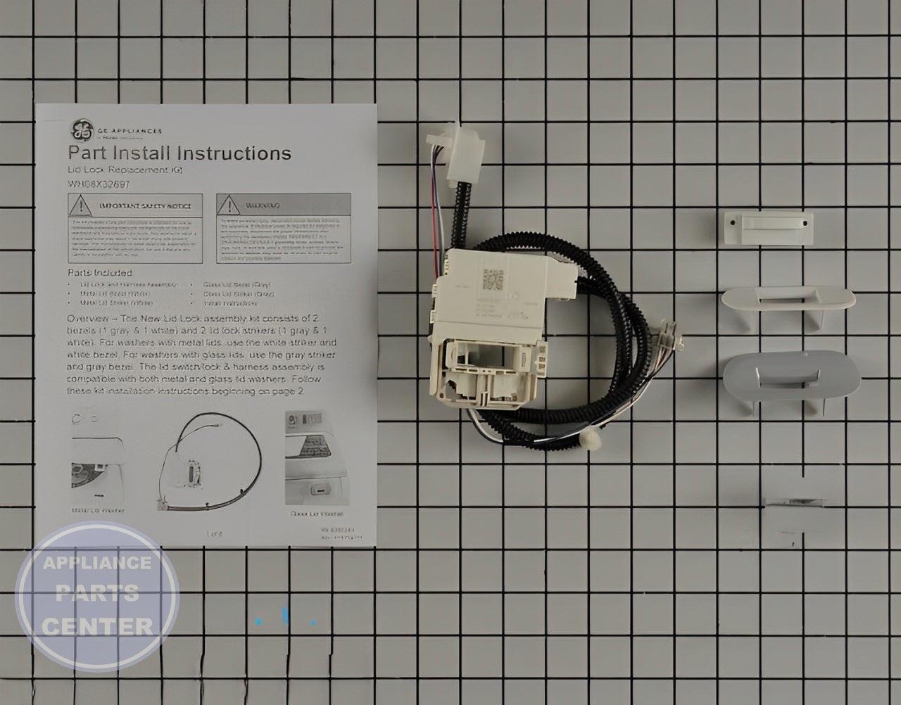 GE LID LOCK SERVICE KIT WH08X37938 - Main view showing secure lock mechanism for GEN models