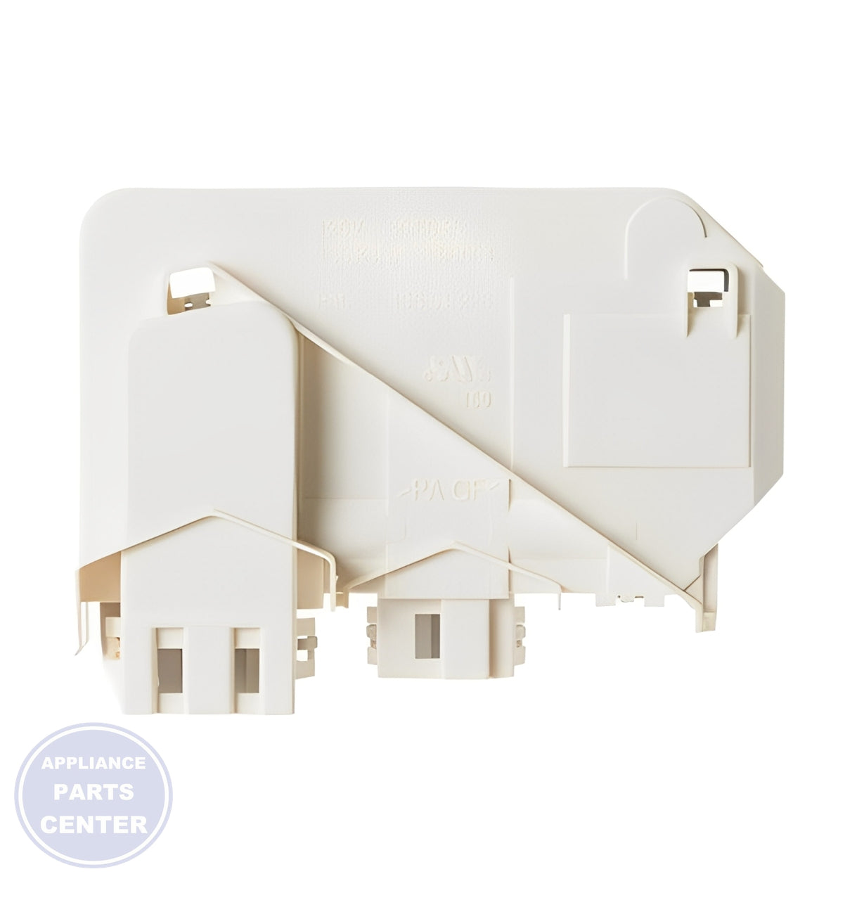 GE WASHER DOOR LOCK AND SWITCH ASSEMBLY WH10X10008 - Side view with precise measurements
