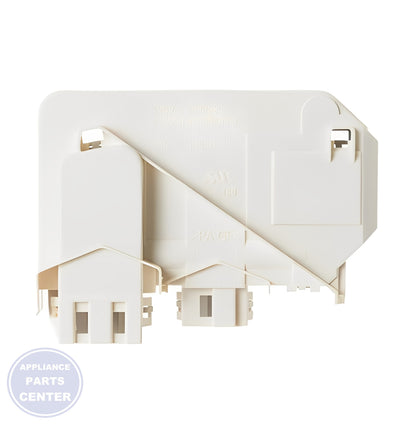 GE WASHER DOOR LOCK AND SWITCH ASSEMBLY WH10X10008 - Side view with precise measurements