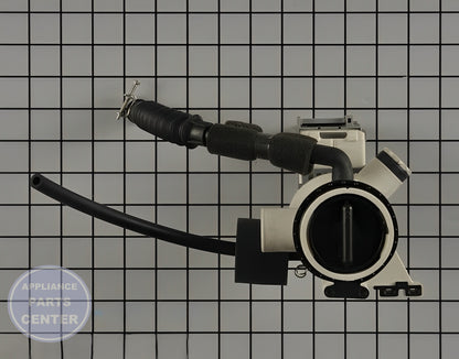 GE WASHER DRAIN PUMP WH11X28637 - Side view with 15 lbs water capacity