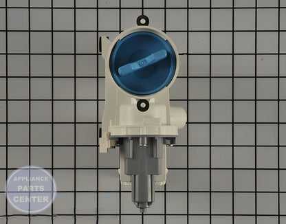 GE REPLACEMENT DRAIN PUMP WH11X29539 - Side view with measurements of 6 x 4 x 3 inches