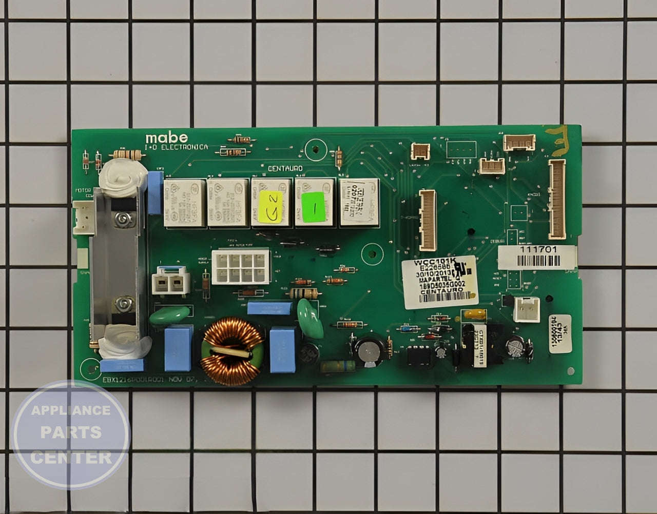 GE CONTROL BOARD ASSEMBLY WH12X10586 - Detailed view of circuit board technical details