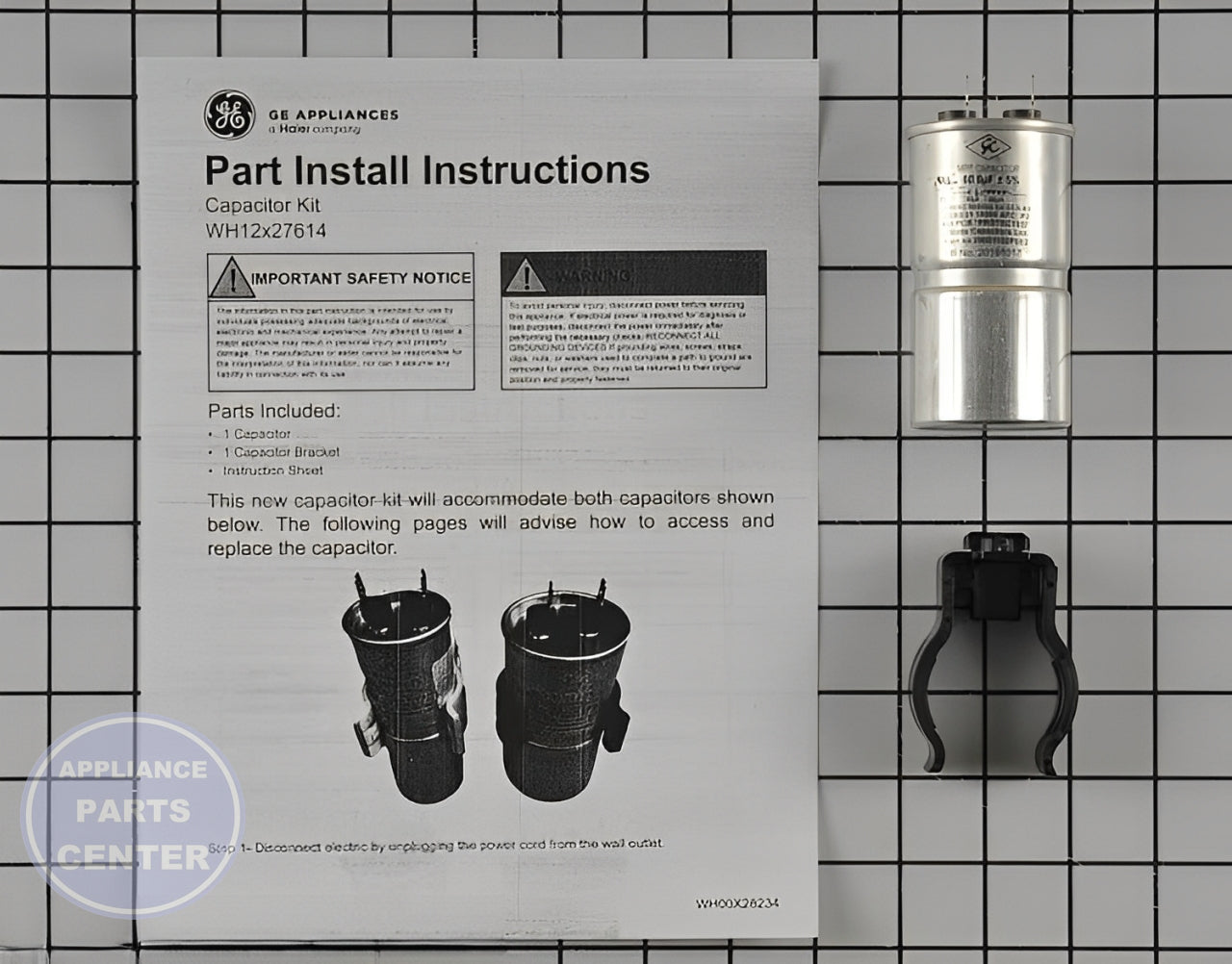 GE CAPACITOR BRACKET KIT WH12X27614 - Main view showing stable operation for various GE washing machine models
