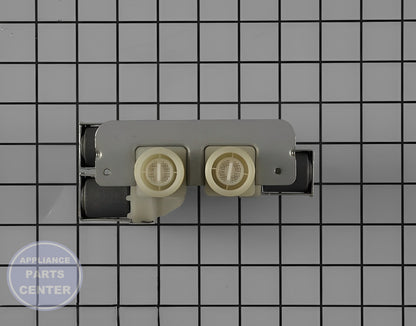 GE WASHER 2-IN-3 OUT WATER VALVE WH13X10029 - Side view with flexible specifications