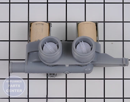 GE WASHER TRIPLE WATER VALVE WH13X10037 - Detailed view of durable valve & float assembly