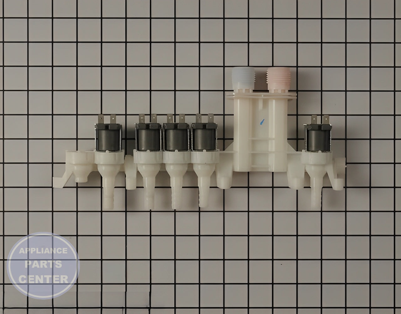 GE WASHER WATER INLET VALVE WH13X10058 - Detailed view of valve & float assembly