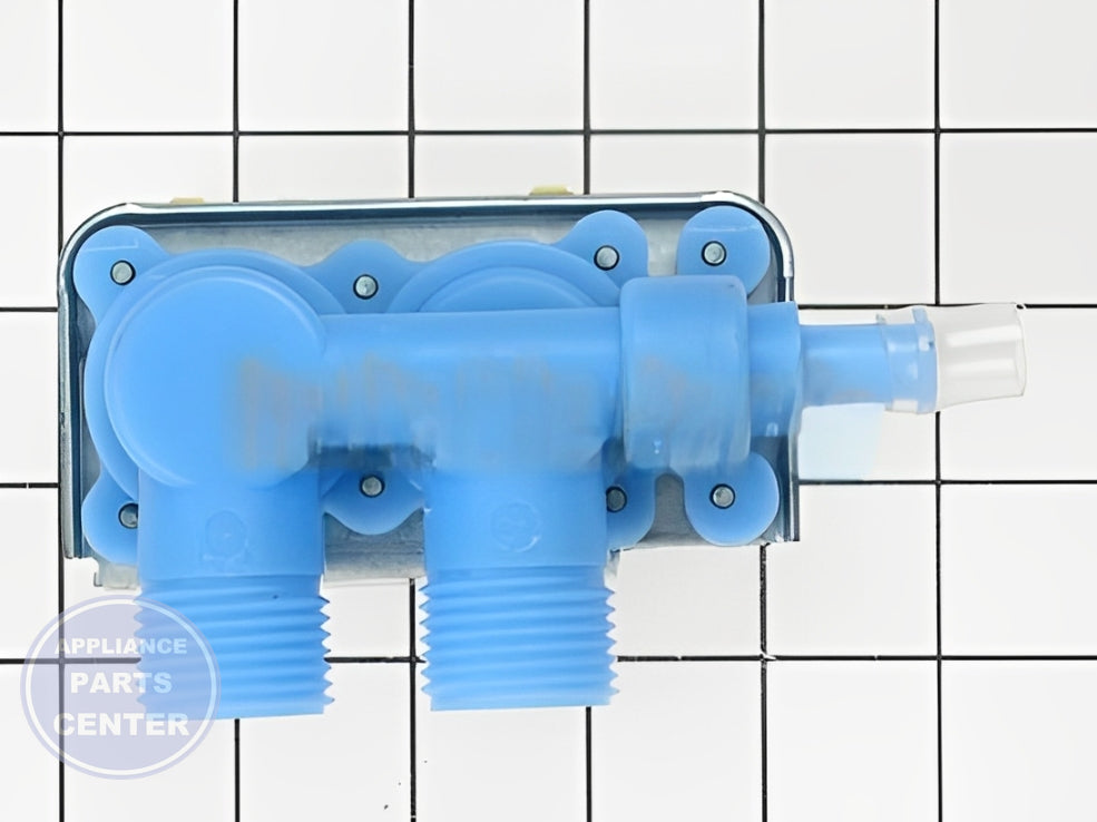 GE WASHER WATER INLET VALVE WH13X81 - Side view with 6.5 x 3.5 x 2 inches dimensions