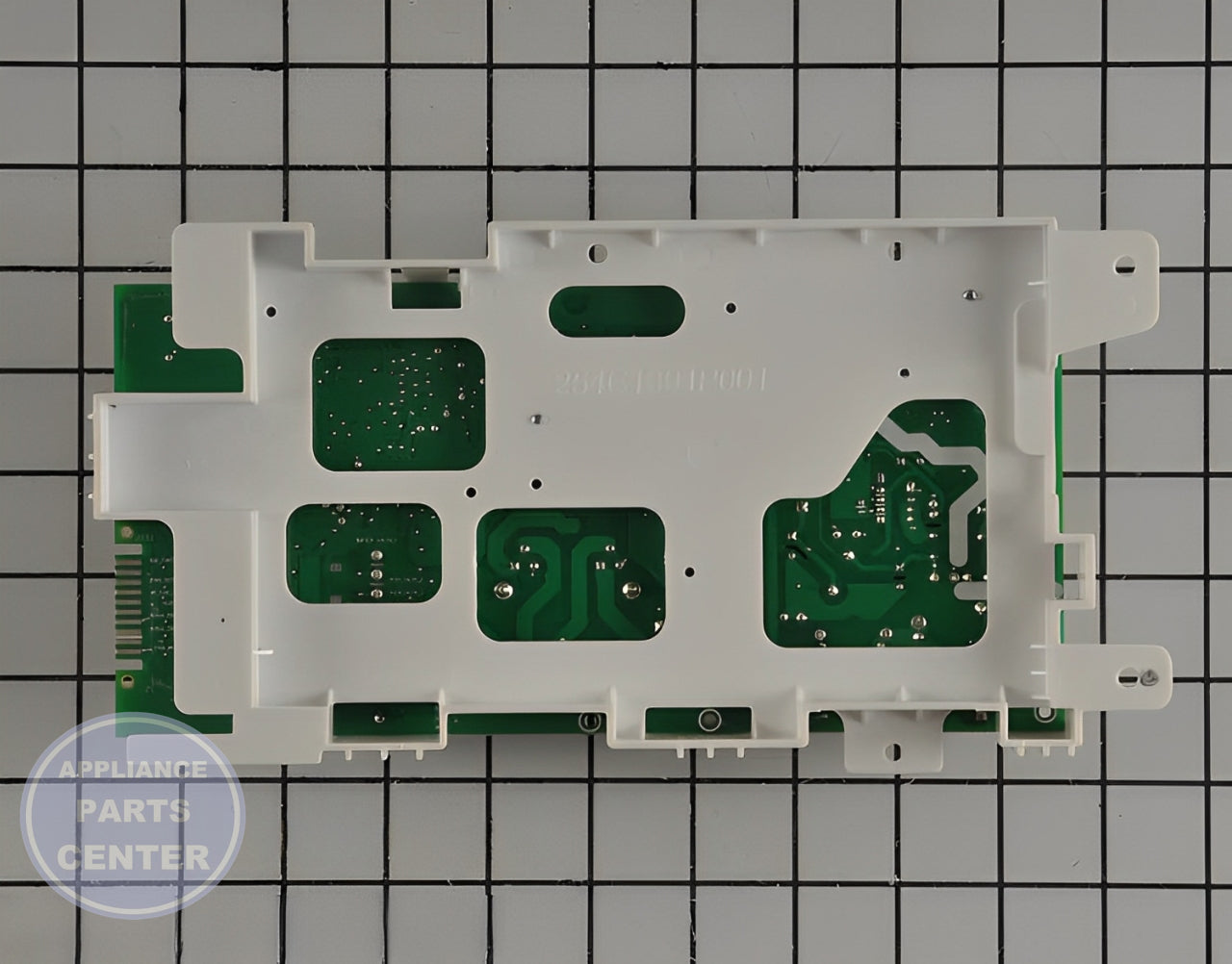 GE WASHER SUPPORT AND CONTROL BOARD ASSEMBLY WH16X27251 - Detailed view of circuit board and timer details