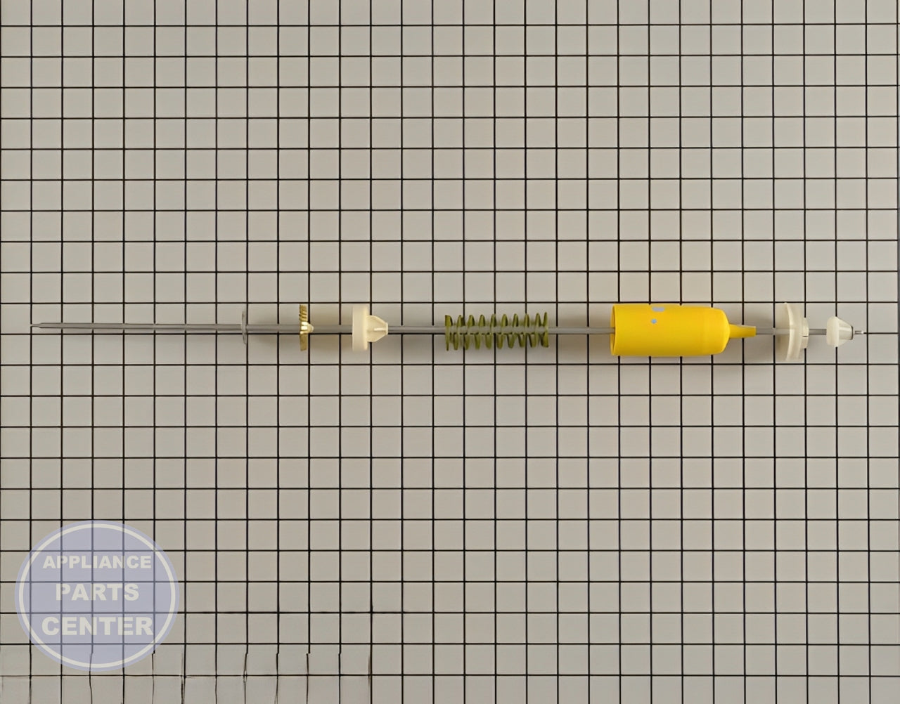 GE DRYER YELLOW SUSPENSION ROD AND SPRING WH16X543 - Main view showing shock absorption for GE GEN models
