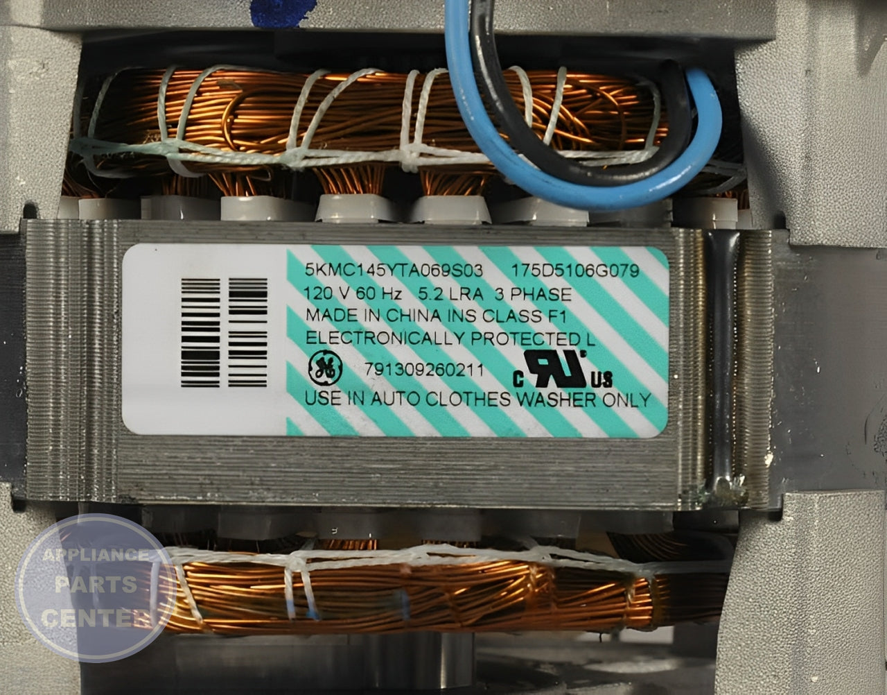 Drive Motor WH20X10094 - Detailed view of 1800 RPM motor specifications