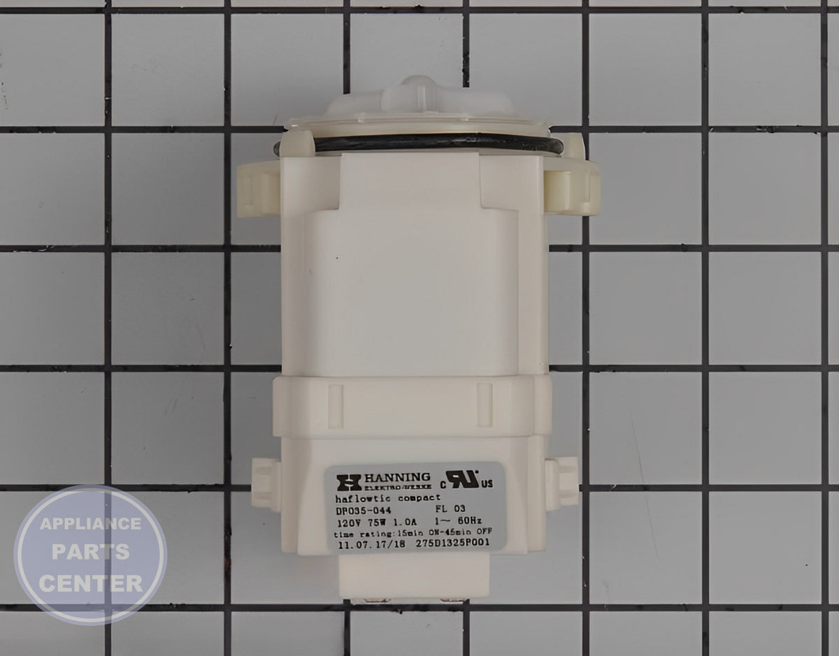 GE WASHER DRAIN PUMP WH23X10051 - Detailed view of pump's technical details