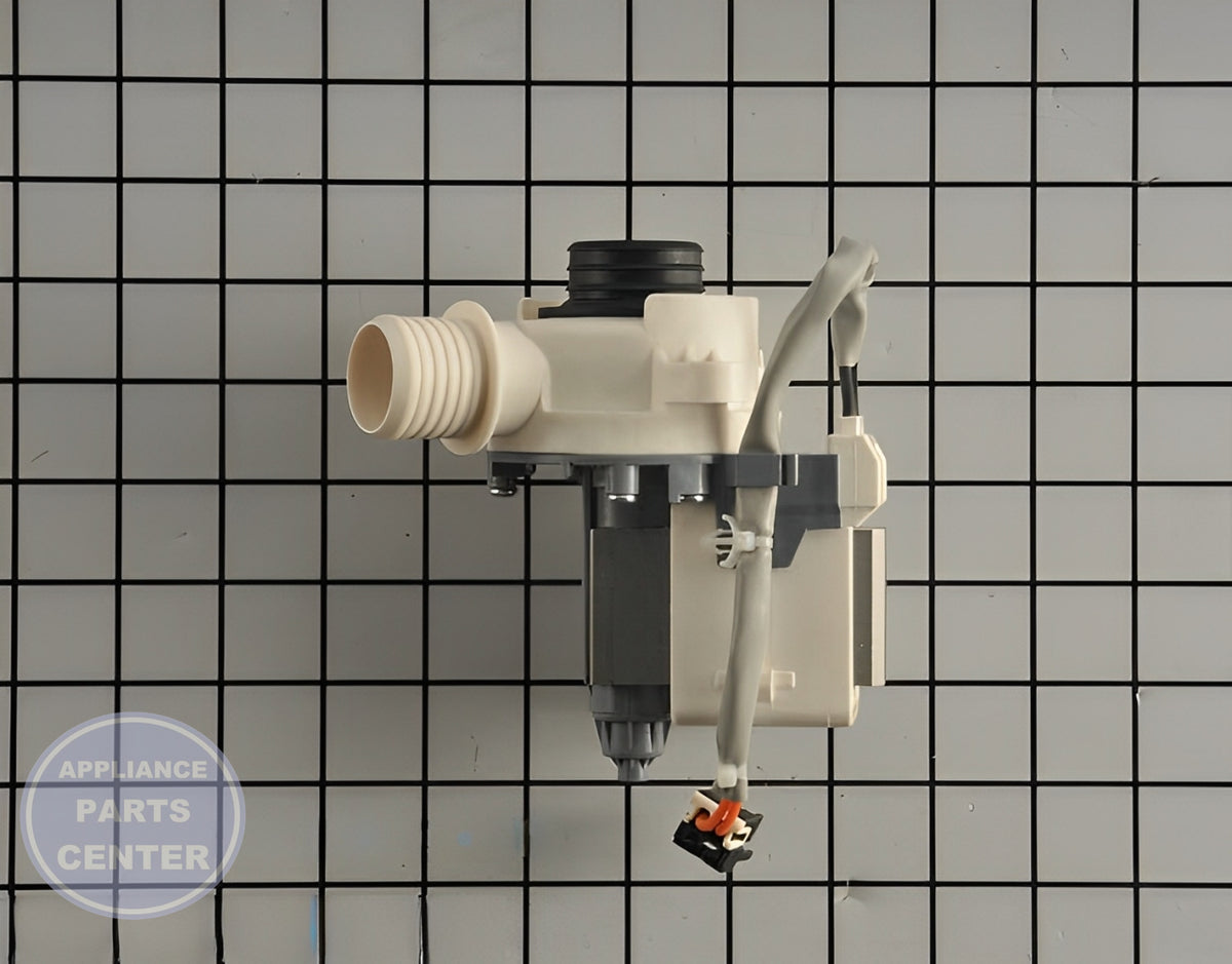 GE WASHER DRAIN PUMP ASSEMBLY WH23X28418 - Main view showing efficient water drainage for GEN Washing Machine