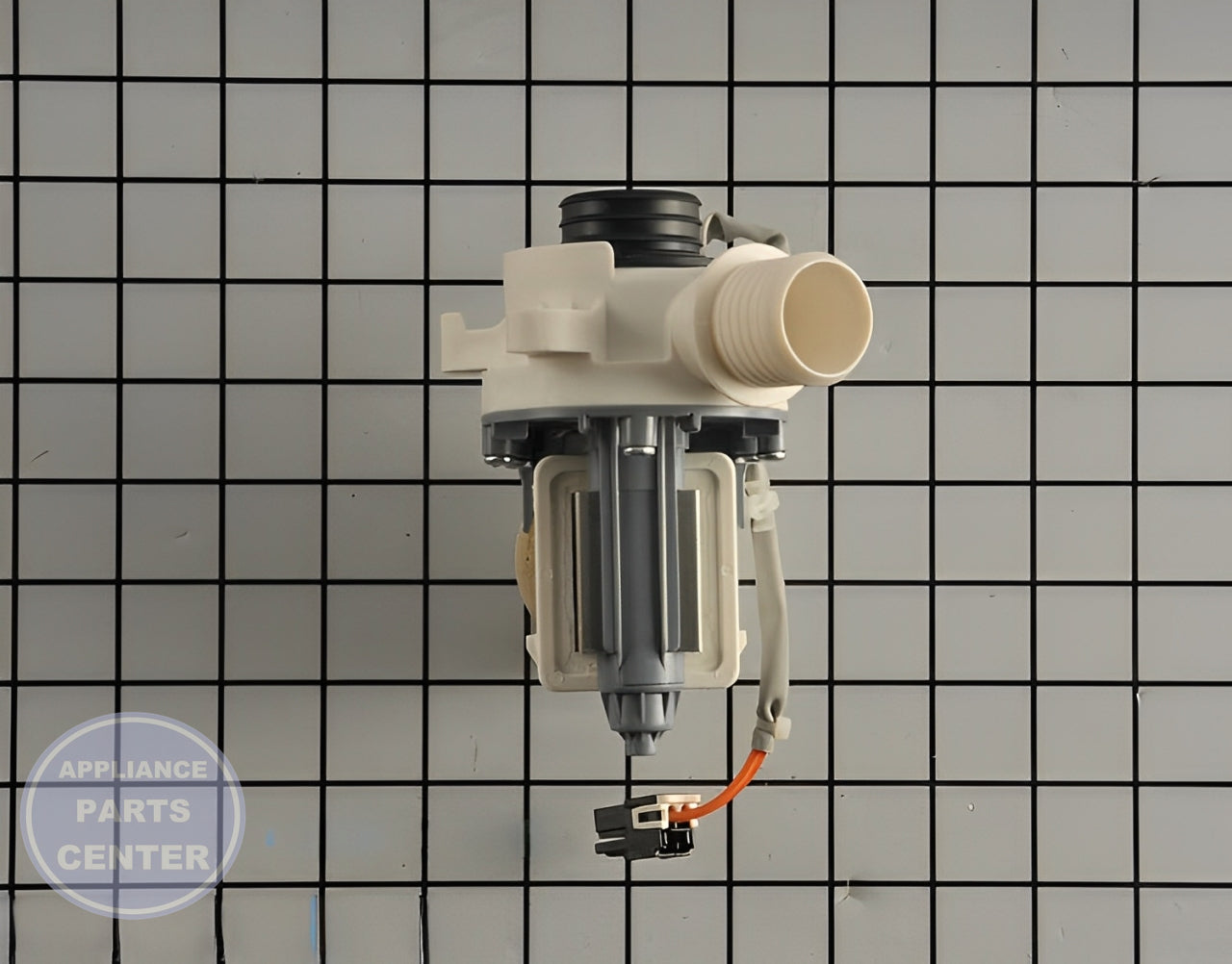 GE WASHER DRAIN PUMP ASSEMBLY WH23X28418 - Side view with durable specifications