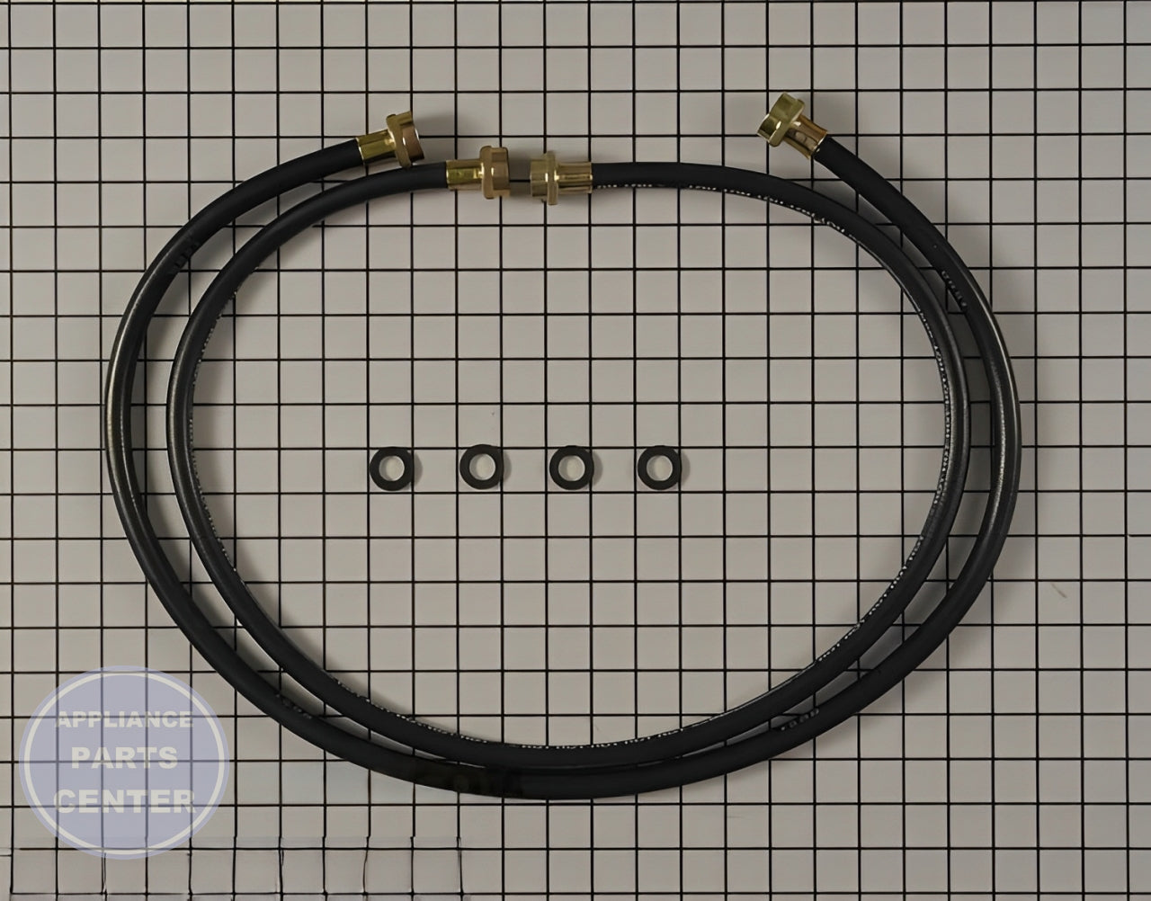 GE WASHER RUBBER INLET HOSE 2 PACK 4' - Main view showing durable rubber material for GE models