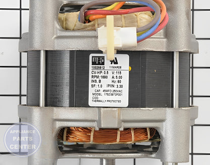 Drive Motor WH49X10040 - Side view with 6.5-inch diameter specs