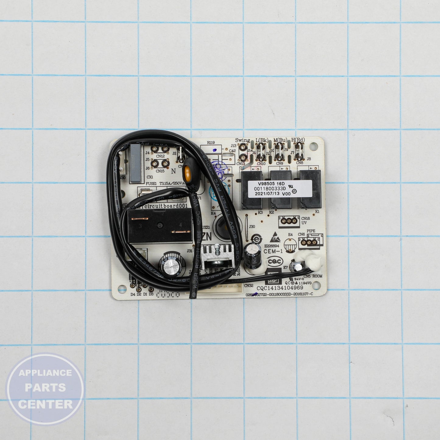 MAIN BOARD WJ26X22155 - Side view with precise measurements