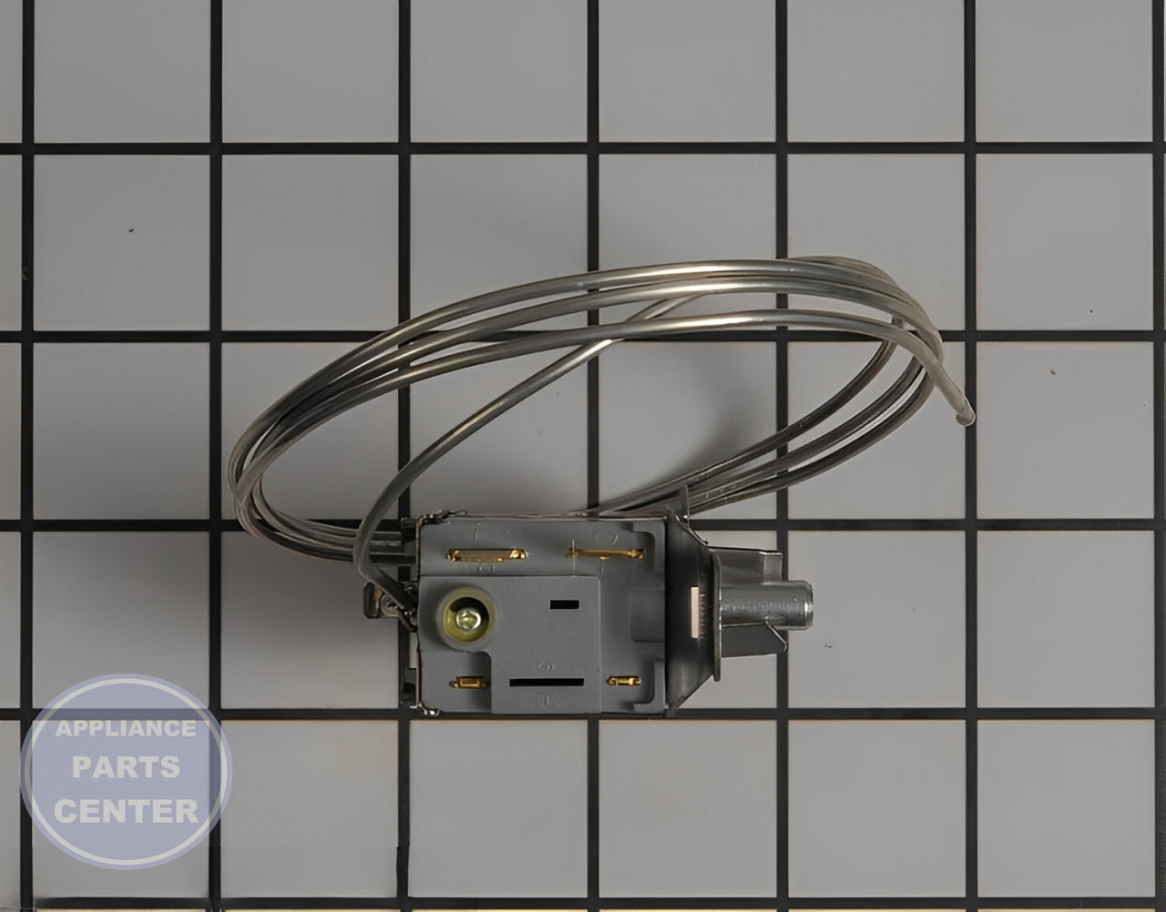 WHIRLPOOL REFRIGERATOR TEMPERATURE THERMOSTAT WP2198202 - Side view with specific temperature specs