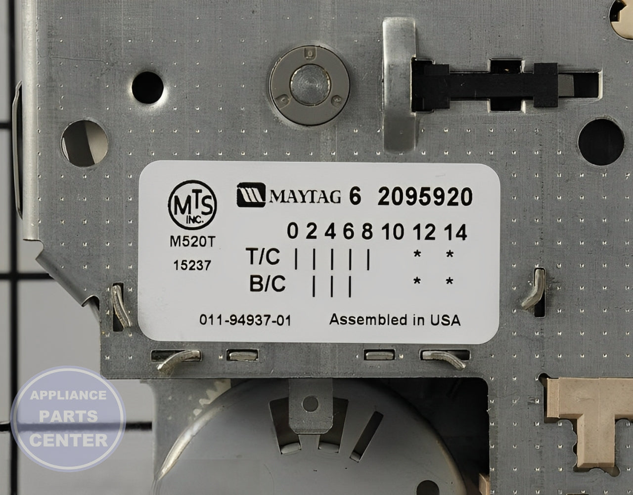 WHIRLPOOL WASHER TIMER WP22001924 - Side view with exact measurements