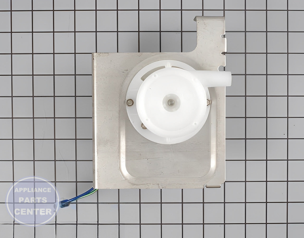 WHIRLPOOL RECIRCULATION PUMP ASSEMBLY WP2217220 - Side view with precise measurements