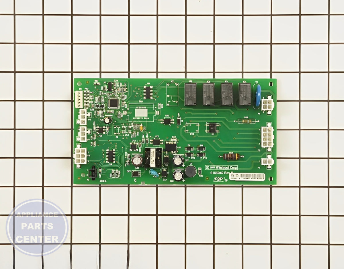 Whirlpool Refrigerator Electronic Control Board WP2303843 - Main view showing energy-saving features for specific models