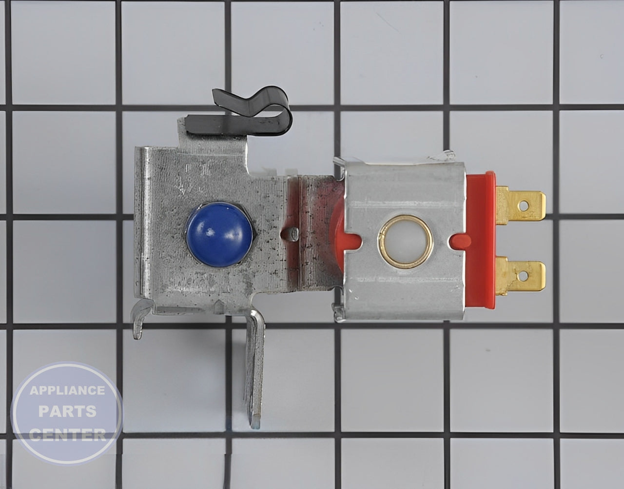 WHIRLPOOL WATER INLET VALVE WP2315576 - Side view with precise measurements