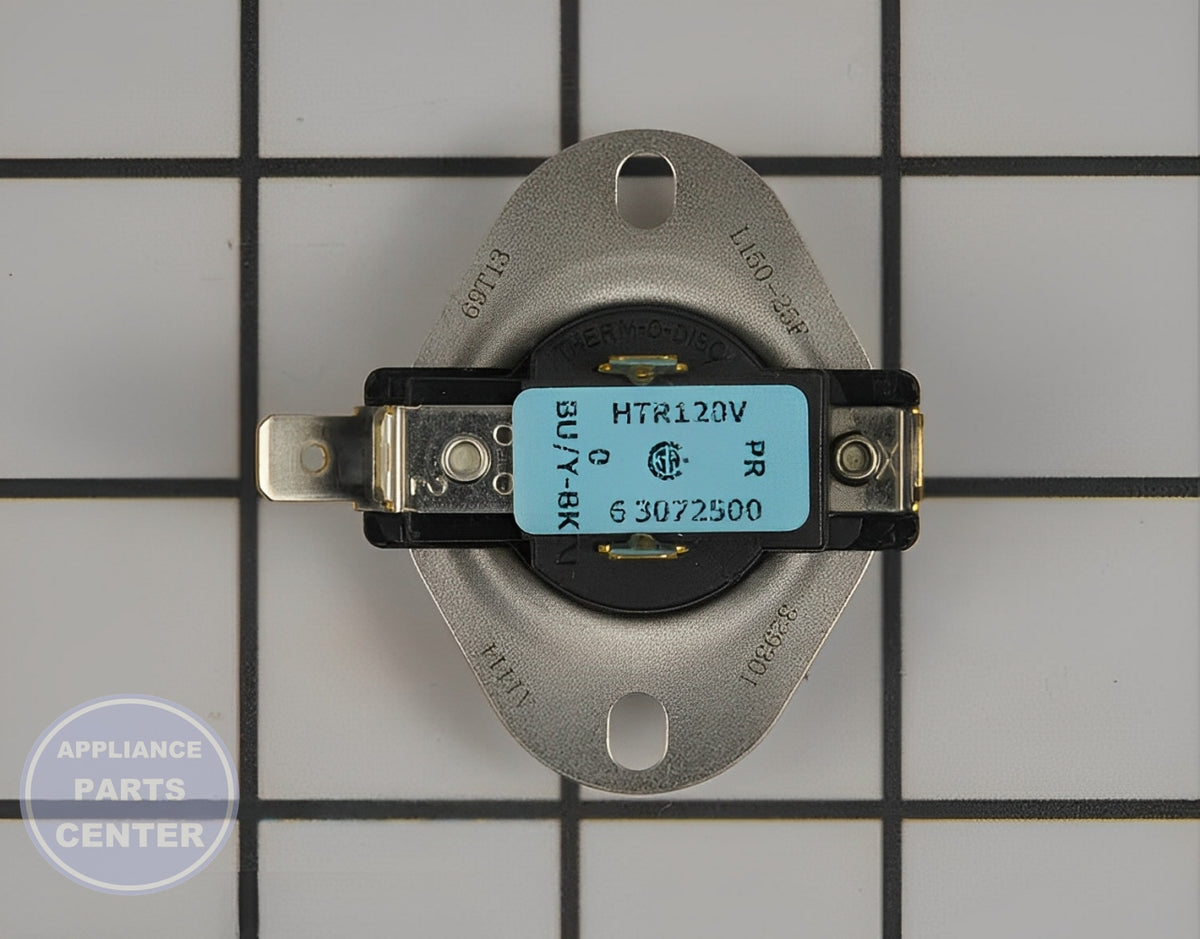 WHIRLPOOL THERMOSTAT WP307250 - Side view with accurate temperature control specs