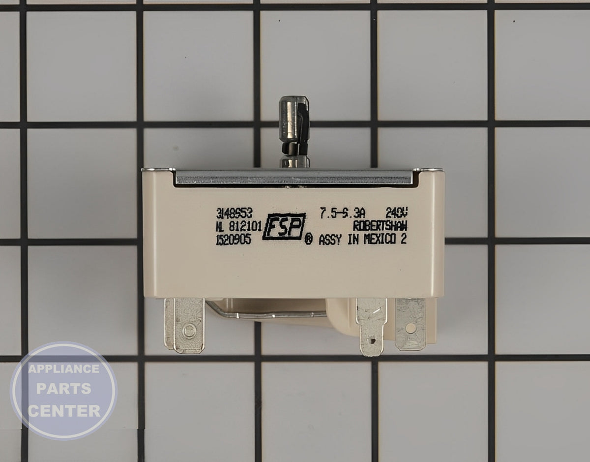 WHIRLPOOL OVEN INFINITE SWITCH WP3148953 - Main view showing temperature control for Whirlpool Range/Stove/Oven models