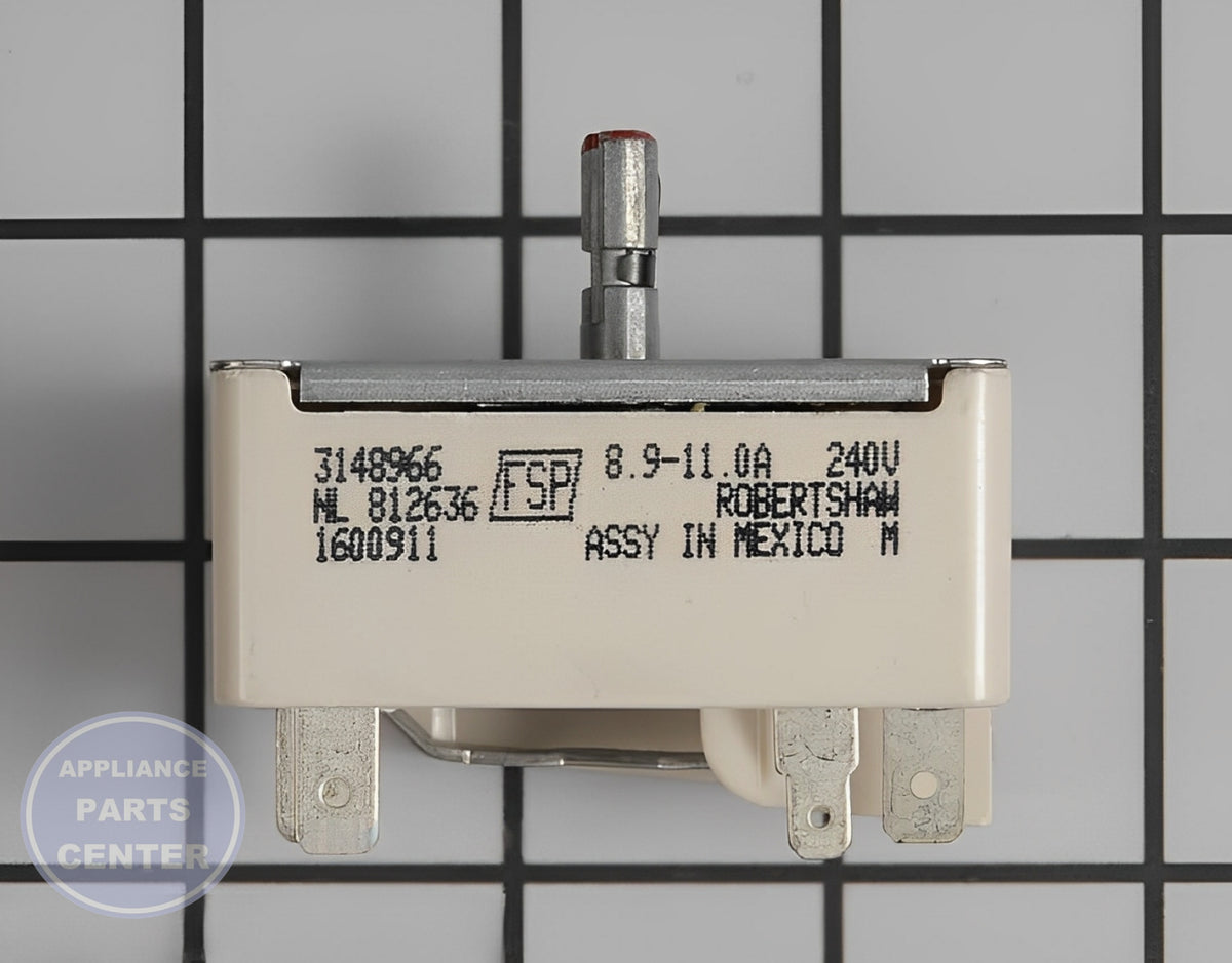 Whirlpool Surface Element Switch WP3148966 - Main view showing precise cooking control for Whirlpool, KitchenAid, and Roper models