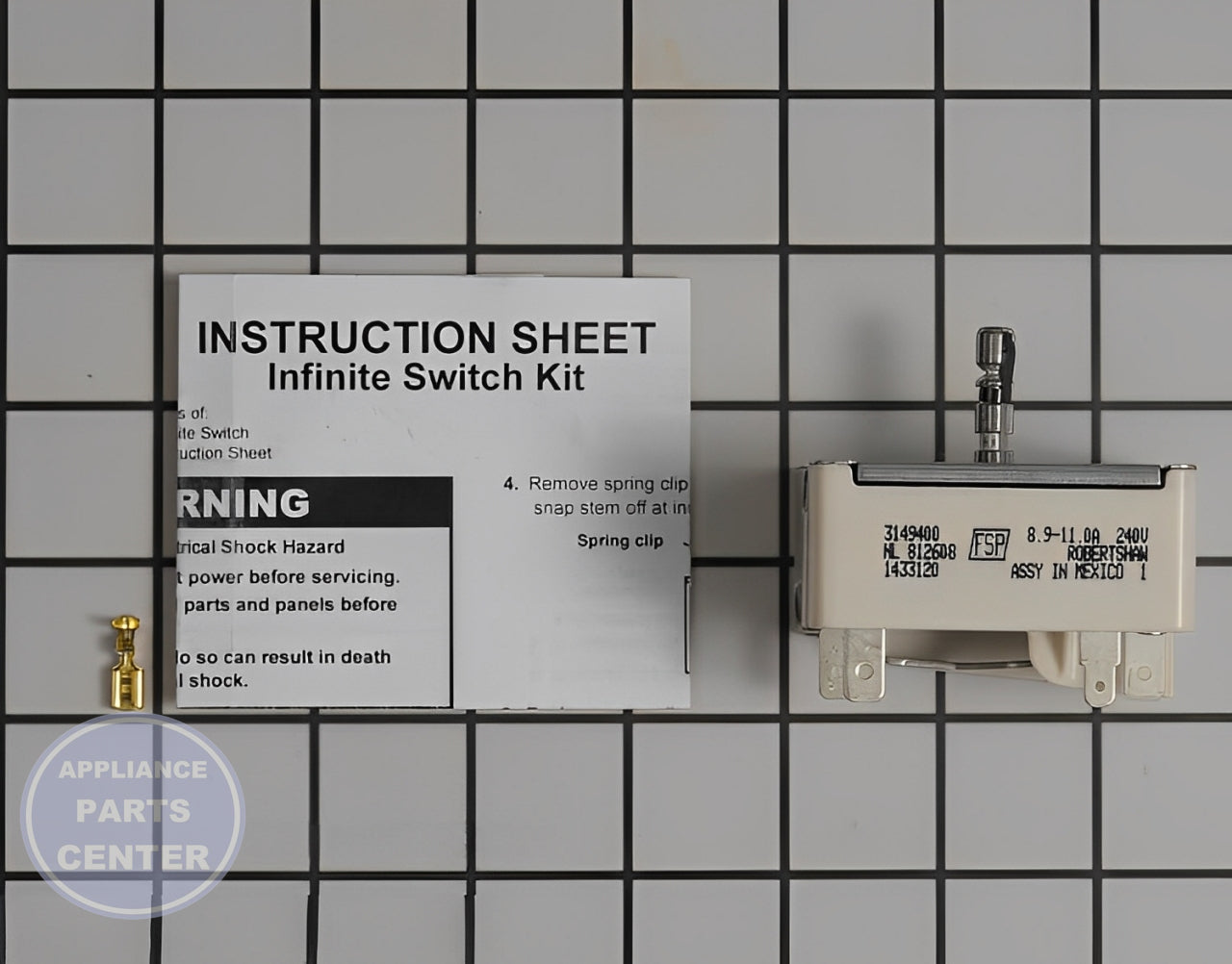 WHIRLPOOL OVEN INFINITE SWITCH WP3149400 - Installation in WPL Range model showing key mounting points