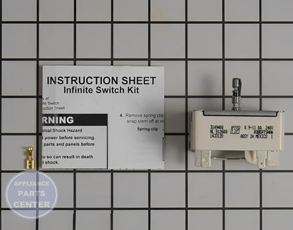 WHIRLPOOL OVEN INFINITE SWITCH WP3149400 - Installation in WPL Range model showing key mounting points