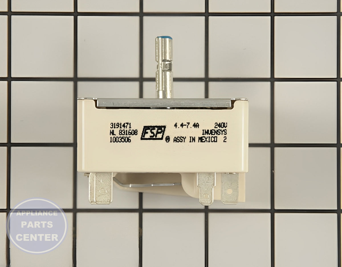 WHIRLPOOL INFINITE SWITCH WP3191471 - Main view showing heat control for Whirlpool, Maytag, KitchenAid models
