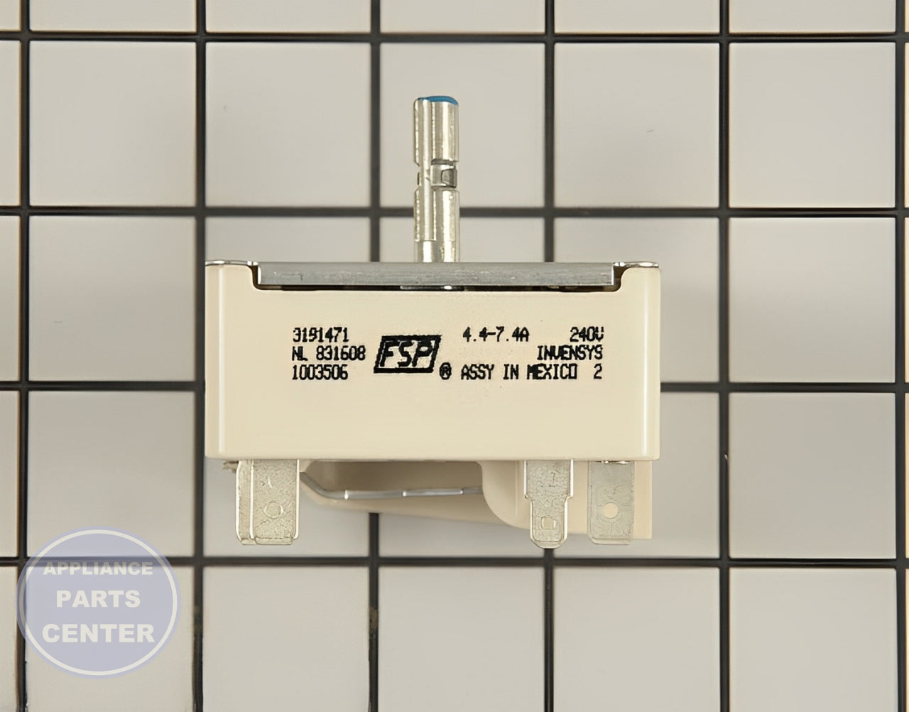 WHIRLPOOL INFINITE SWITCH WP3191471 - Main view showing heat control for Whirlpool, Maytag, KitchenAid models