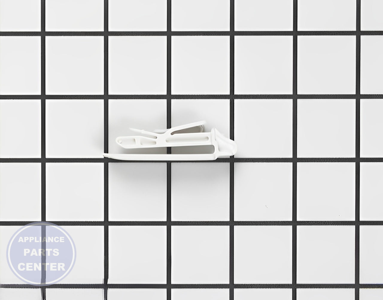 Whirlpool Dishrack Stop Clip WP3379941 - Main view showing secure support for Whirlpool, Kenmore, KitchenAid dishwashers