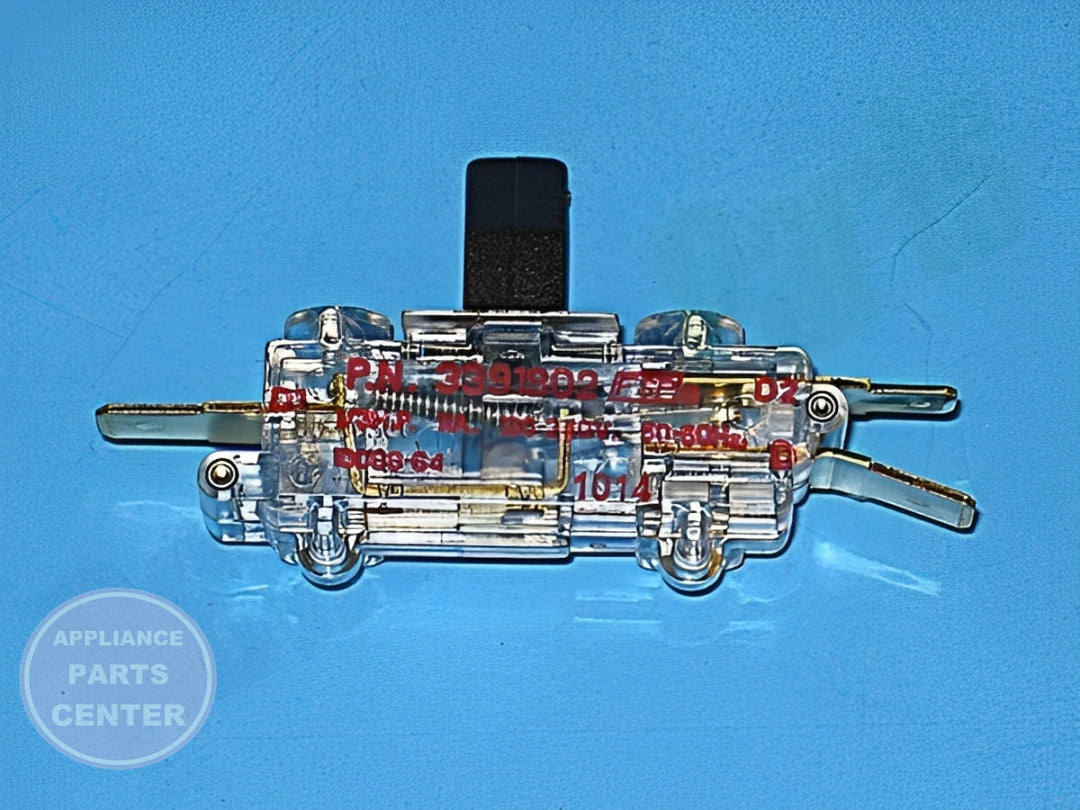 Lid Switch WP3391902 - Side view with precise measurements
