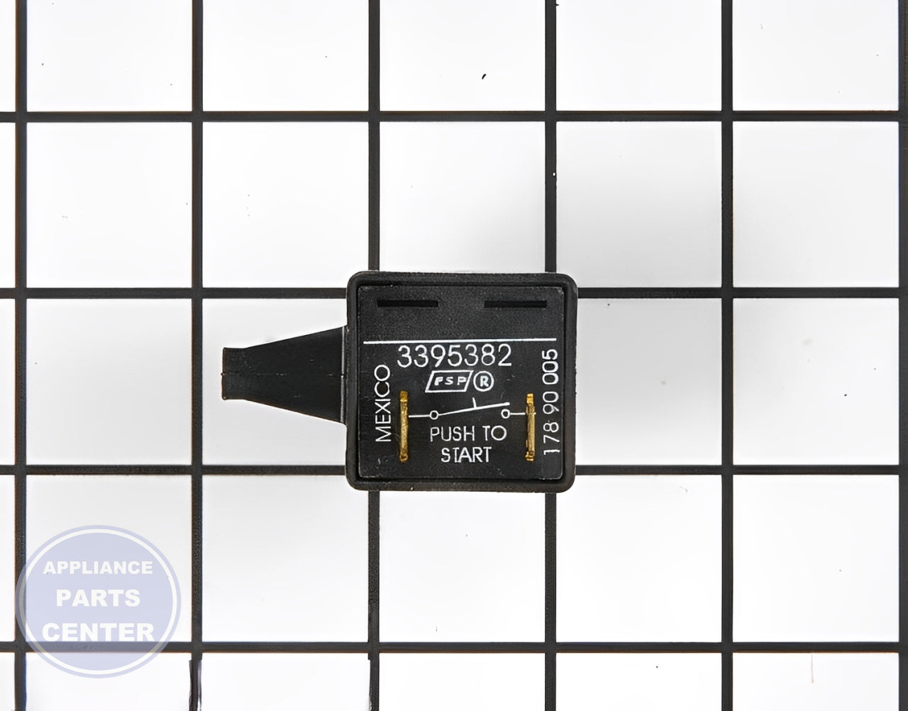 WHIRLPOOL SWITCH PUSH TO START WP3395382 - Main view showing push button design for Whirlpool Dryer models