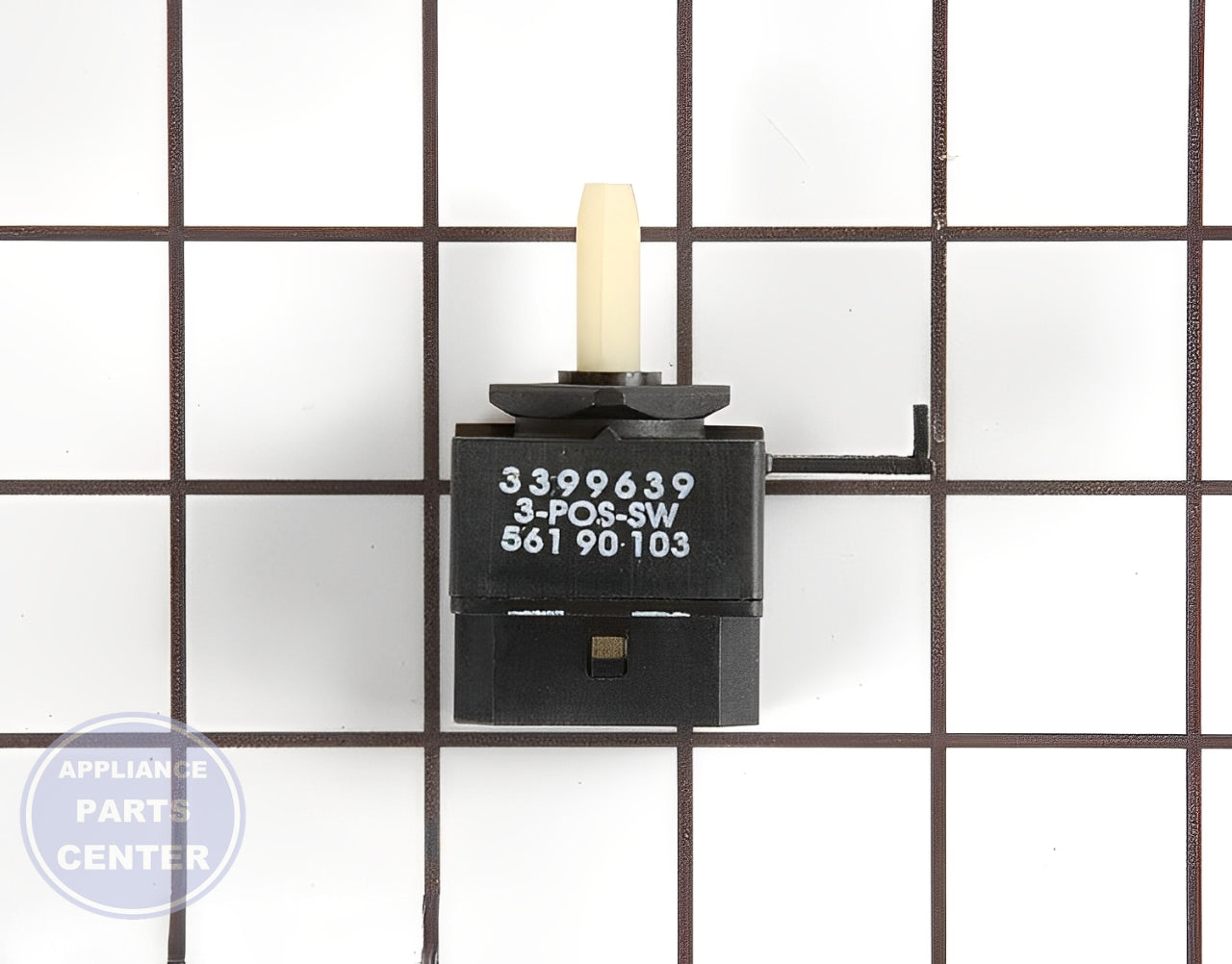 WHIRLPOOL SWITCH WP3399639 - Main view showing heavy load capacity for WPL Dryer and Washer models