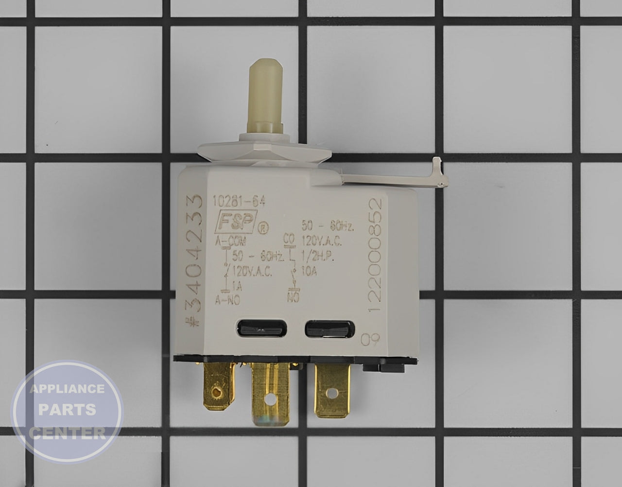 WHIRLPOOL DRYER STARTER SWITCH WP3404233 - Main view showing easy installation for WPL Dryer models