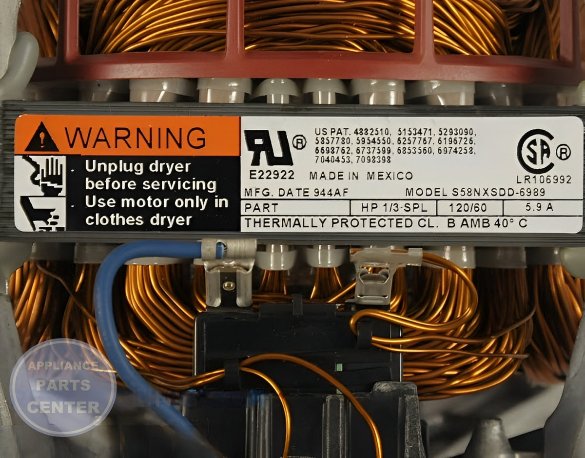 MOTOR-DRYE WP35001080 - Detailed view of durable motor construction
