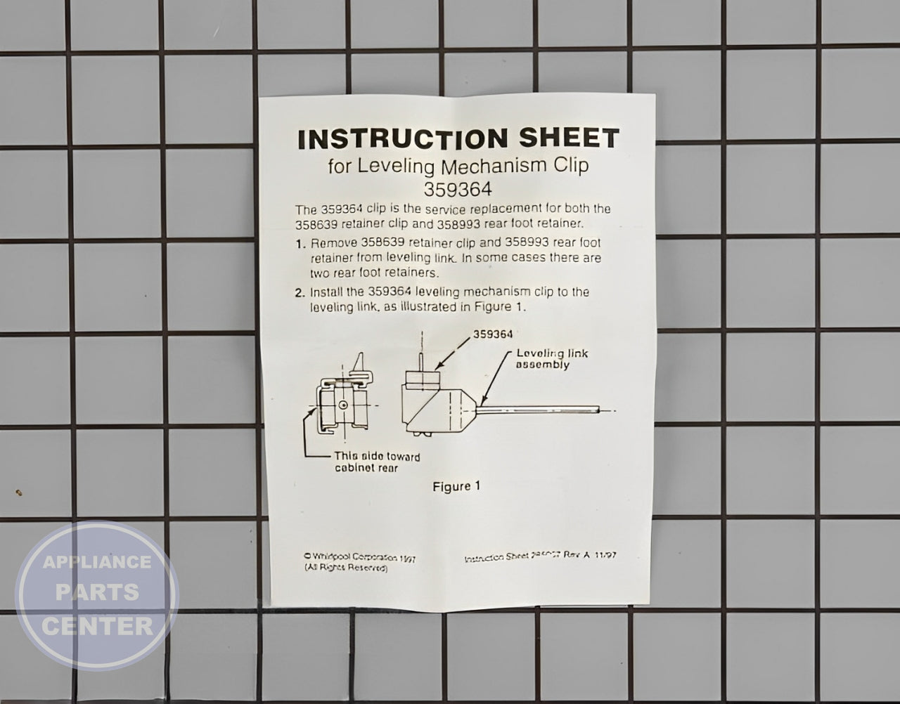 WHIRLPOOL CLIP WP359364 - Detailed view of durable construction