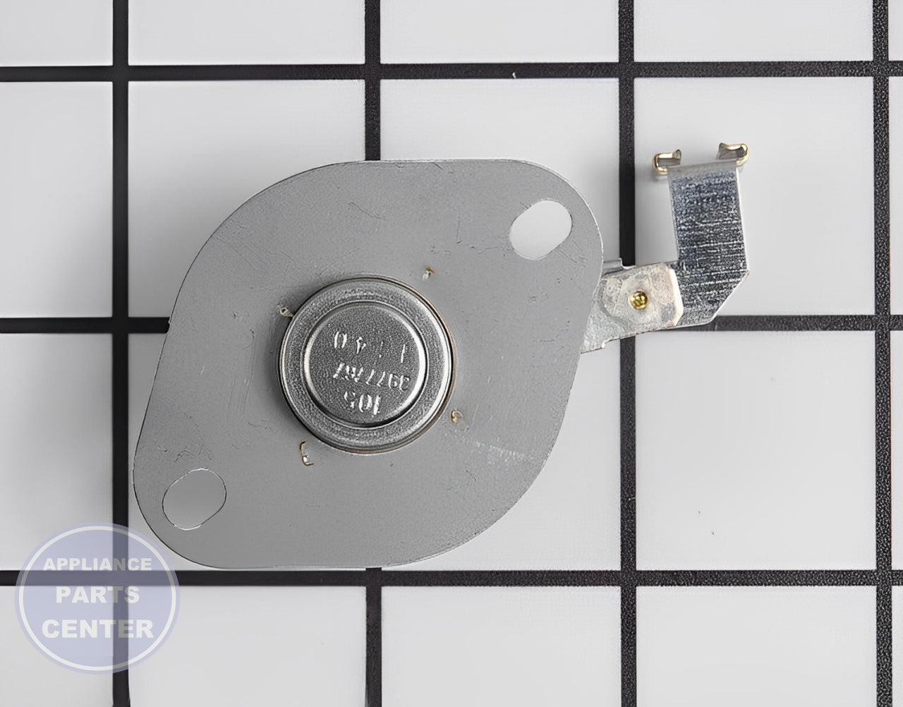 WHIRLPOOL DRYER HIGH LIMIT THERMOSTAT WP3977767 - Side view with precise specifications