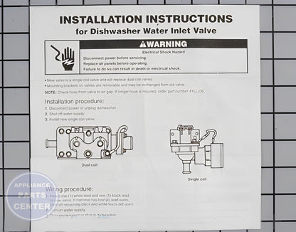 Whirlpool Dishwasher Inlet Valve WP4171000 - Installation in Whirlpool model showing key mounting points